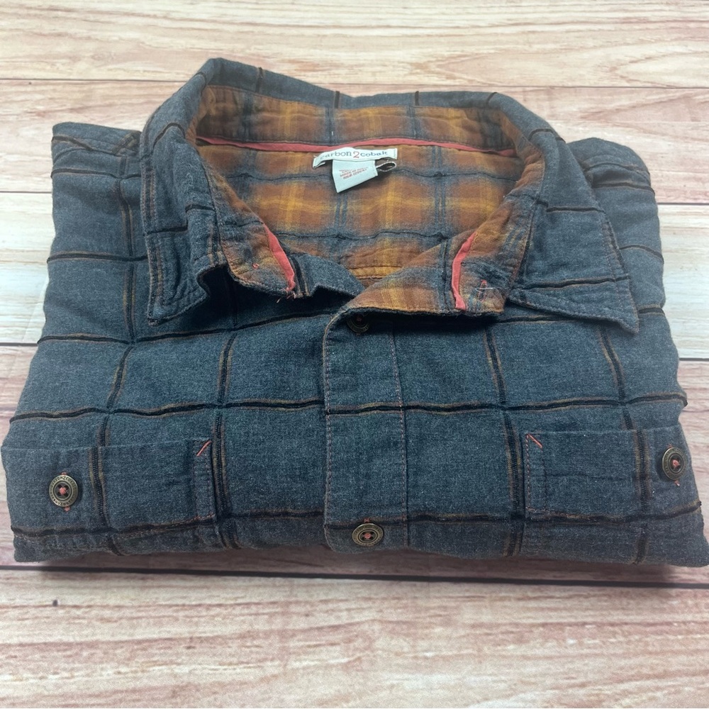 Carbon To Cobalt Men’s Emberglow Shirt XXLT Cotton Double Cloth Plaid Shirt Tall